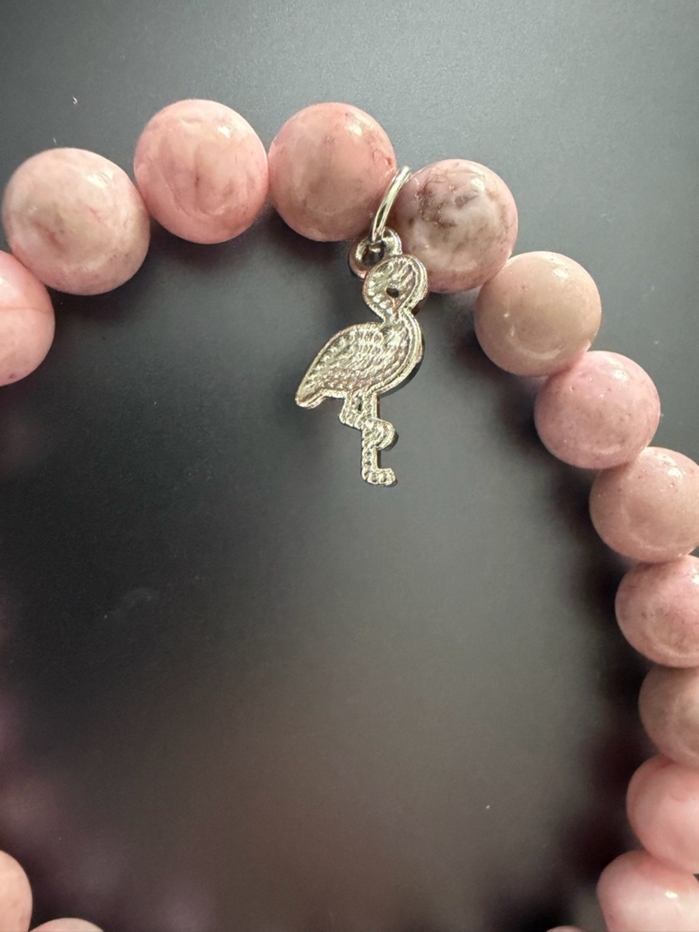 Pink Beaded Bracelet with Flamingo Charm - Women Jewelry - Picture 4 of 4